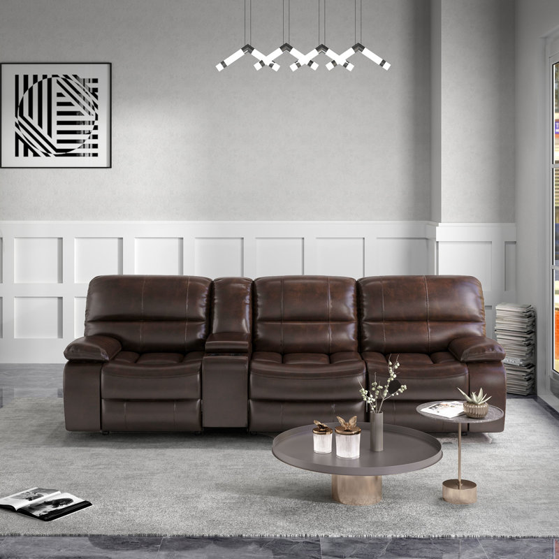 Culbreth 4-Piece Modern Fancy Faux Leather Power Reclining Sectional With Wide Back And Console