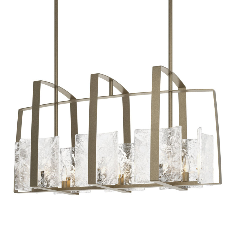 Luminaire suspendu linéaire à 8 lumières pour îlot de cuisine Arc, Doré clair