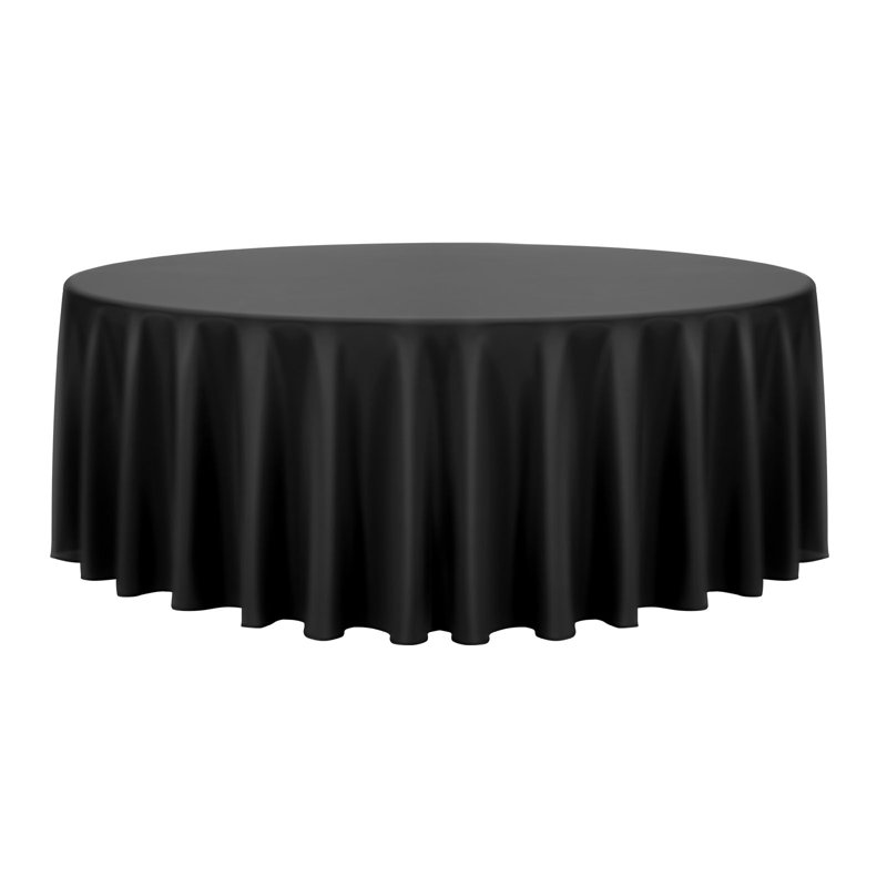 Nappes noires rondes, 120 pouces de diamètre, résistantes aux taches et aux plis, lavables à la machine, couvertures de table en tissu de polyester pour mariage, fête, banquet, événements formels