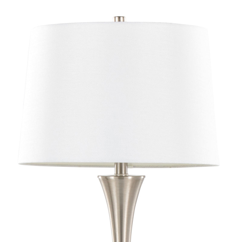 Lenuxe 29" Contemporary Metal Table Lamp With White Textured Linen Shade From Grandview Gallery - Set Of 2, White