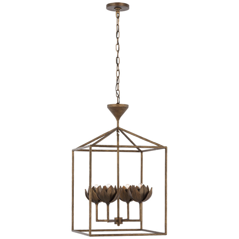 Alberto 4 - Light Chandelier, Antique Bronze Leaf, 30" H x 18" W x 18" D