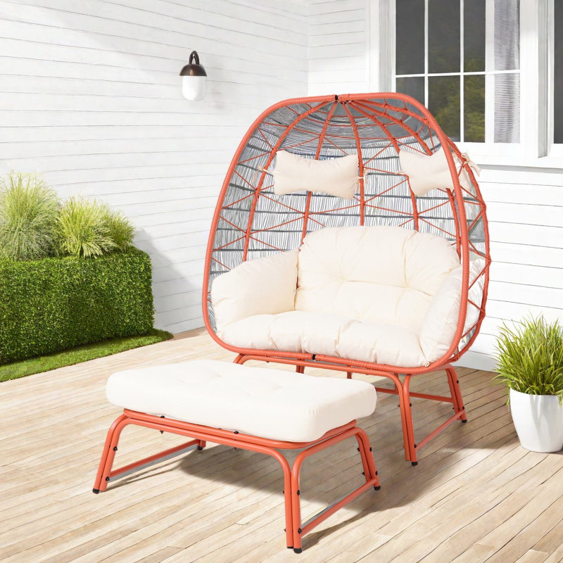 Chaises longues spacieuses de patio, chaise moderne Boho en rotin d'acier pour le patio