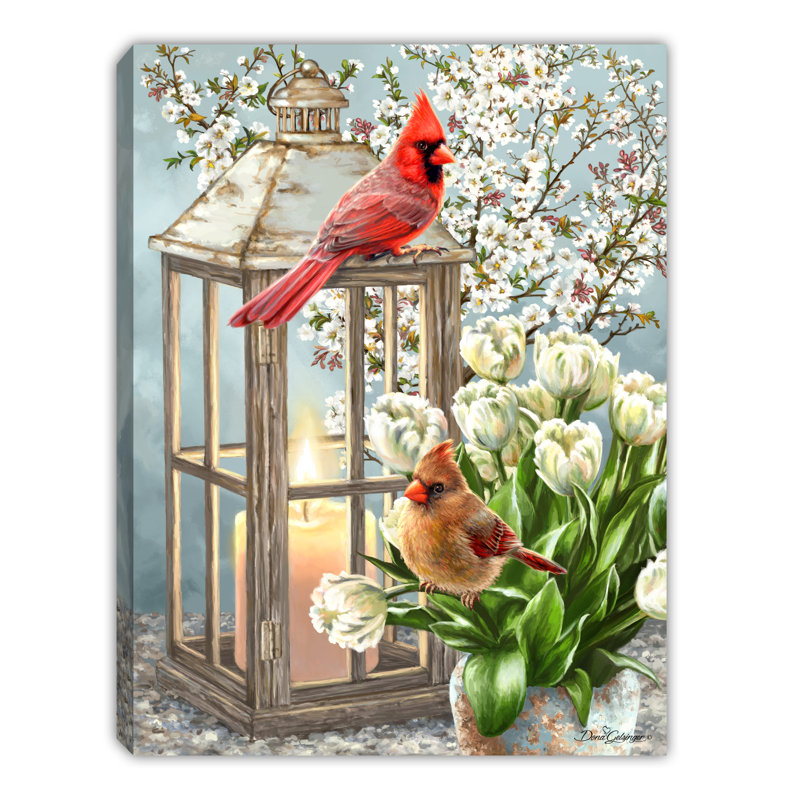 Sweet Cardinals 8x6 Mini Lighted Easel Back Canvas