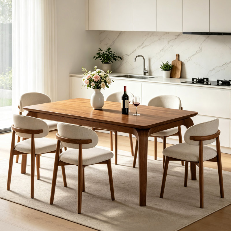 Solid Wood Rectangular Dining Table for Kitchen & Dining Room (no chairs)