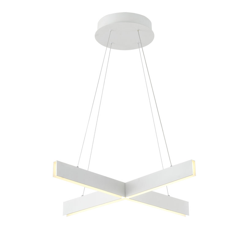 4-Light White LED Chandelier With Acrylic Diffusers, White