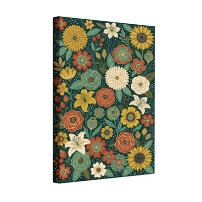 Motif floral de plantes et de fleurs aux couleurs vives et aux feuilles détaillées