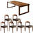Simple Modern Home Dining Table 6 - Person Walnut Solid Wood Solid Wood Top Double Pedestal Dining Set