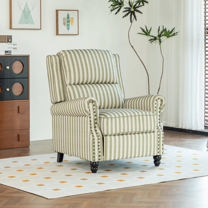 Single Sofa Recliner Chair Armchair with Footrest, Green Linen Blend