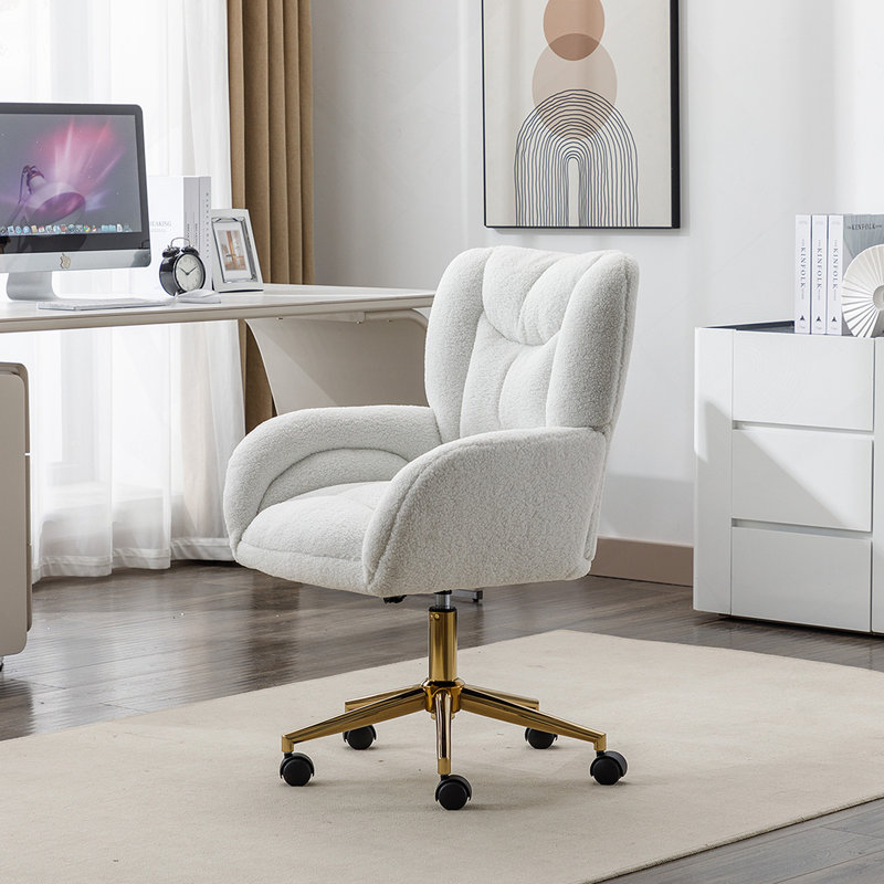Chaise de bureau pivotante en tissu Teddy