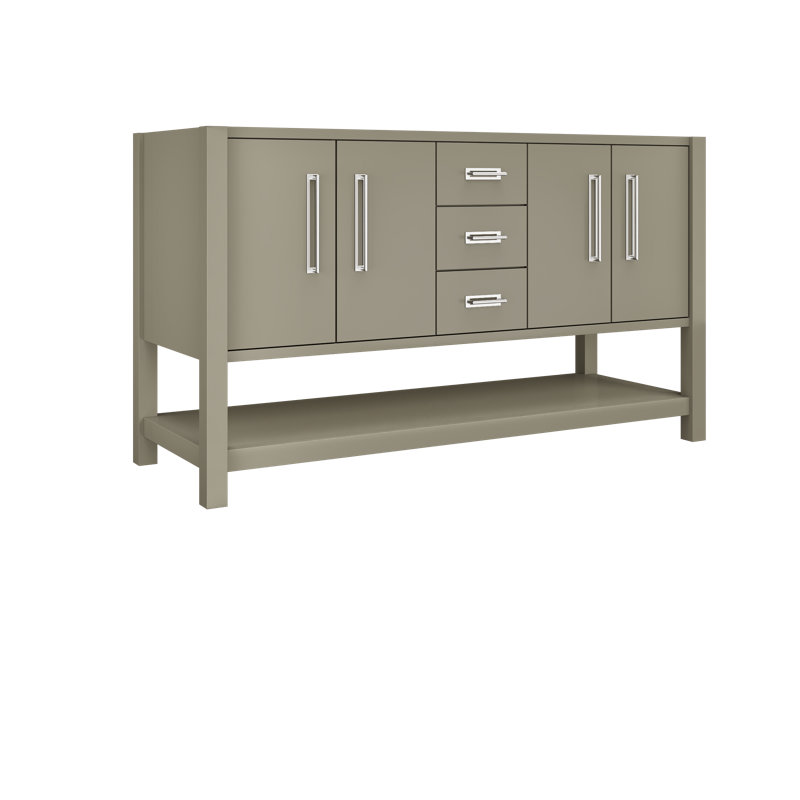 Kiawah Double Bath Vanity, French Olive, 60", Polished Chrome