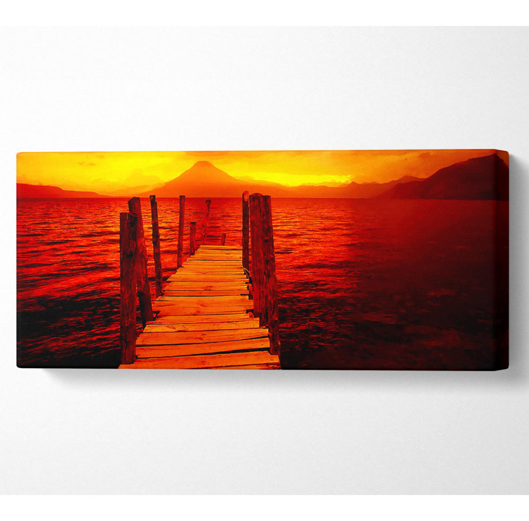 Red Pier Bergblick Panoramaleinwand