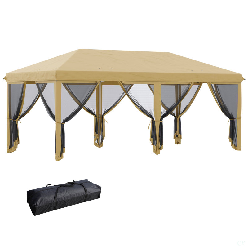 Tente avec auvent Pop Up Outsunny, Beige