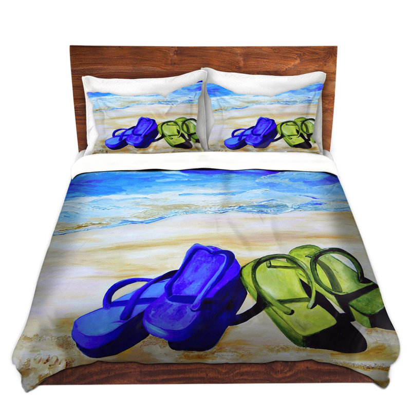 Ensemble de housse de couette à pieds nus on the beach, 1 housse simple + 1 taie standard