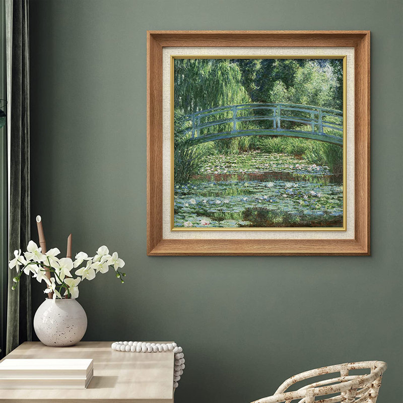 «Japanese Bridge Water Lily Lake» par Claude Monet - peinture sur toile encadrée, Naturel