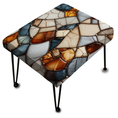 Earth Tones Marble Mosaic Elegance - Repose-pieds rectangulaire en marbre