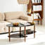 Table basse ovale en verre transparent, table moderne avec pieds en acier inoxydable, table basse en verre à 3 couches pour le salon-1147595748