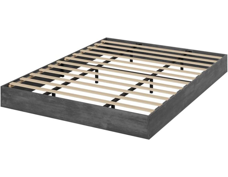 Lit plateforme Wood, Gris, Grand lit