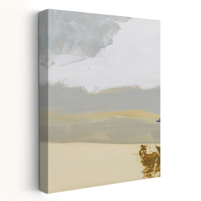 Sands II - Abstract Blue Brown Clouds, 48" H x 32" W