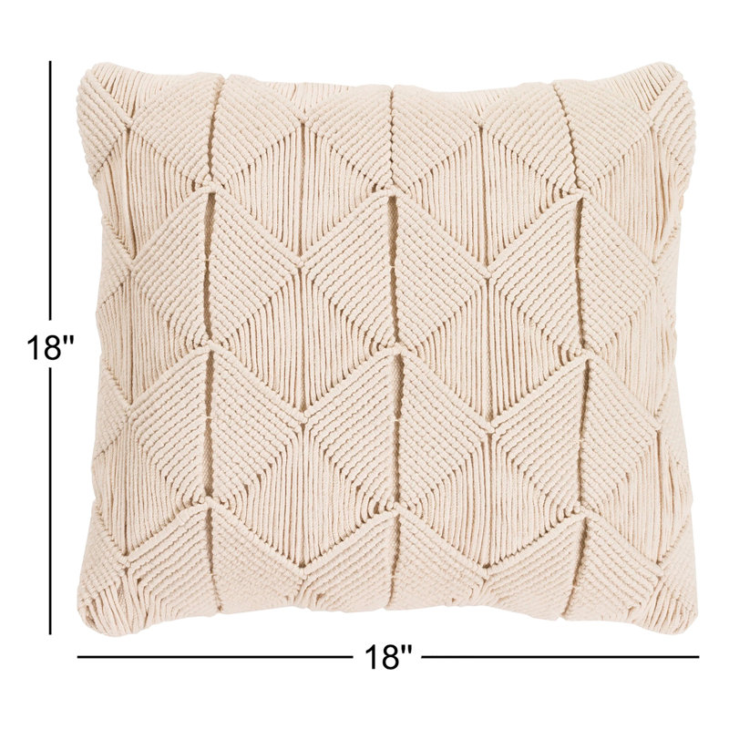 Migramah Cotton Reversible Throw Pillow, 20" x 20", Cream, No Fill
