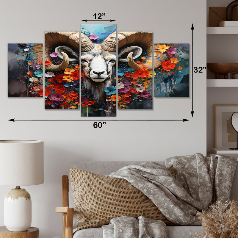 Ensemble de peintures murales multicolores multicolores à motif de chèvre
