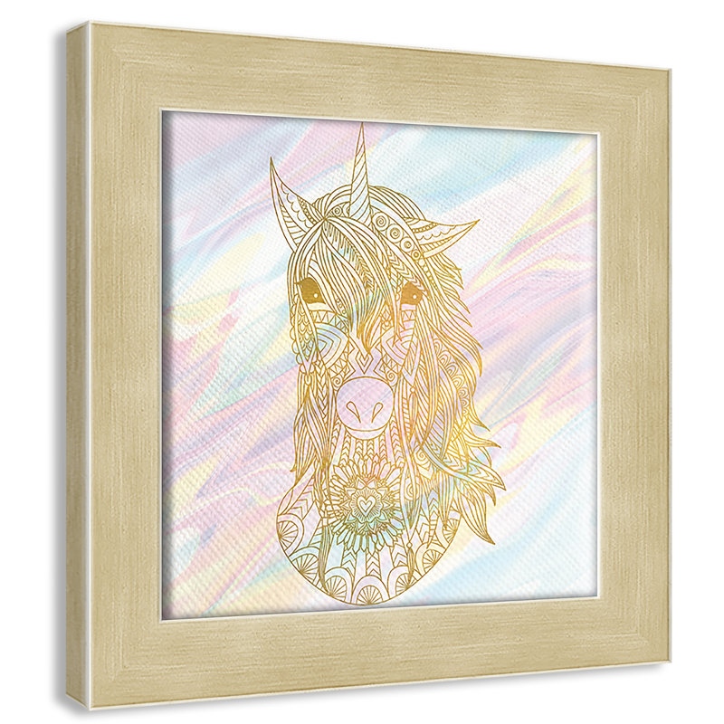 Dreaming licorne 2, H 10 po x l 10 po x P 0,63 po, Encadré plat champagne
