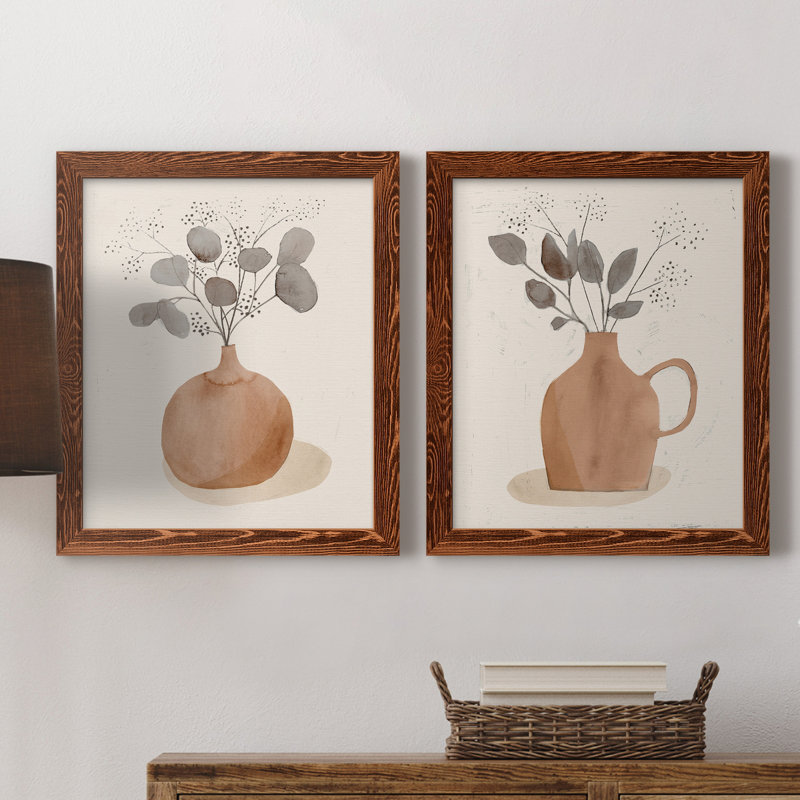 La Planta I - ensemble de 2 reproductions d'art sur toiles, H 20 po x l 17 po x P 1 po, Toile avec cadre érable