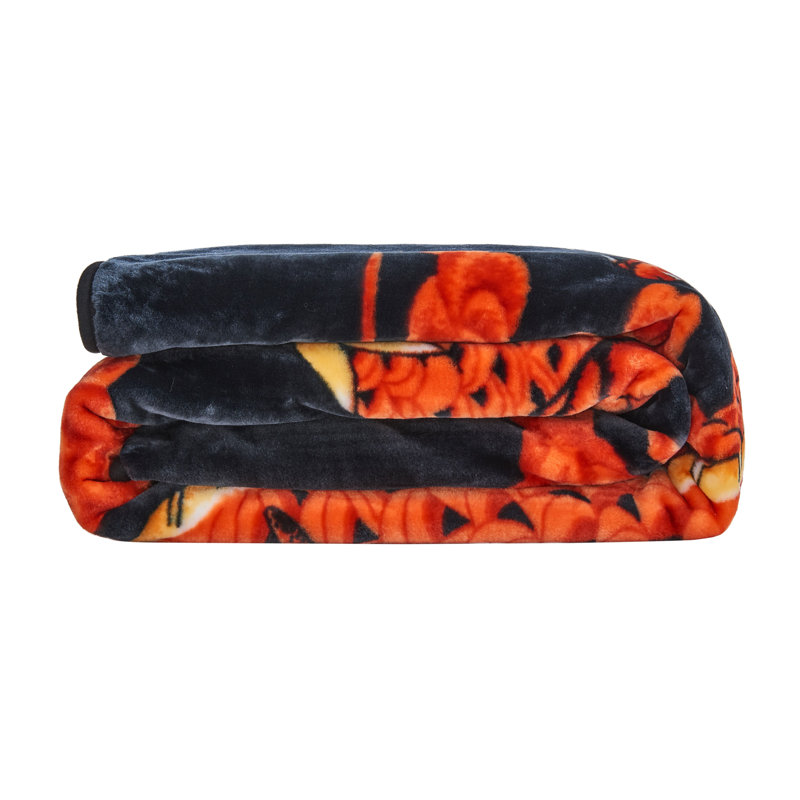 King Size Black and Red Reversible Faux Mink Blanket