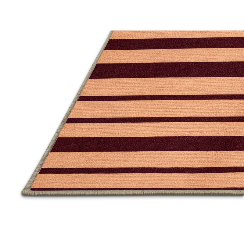 Tapis orange à rayures horizontales lavable à la machine, Rond 5 pi