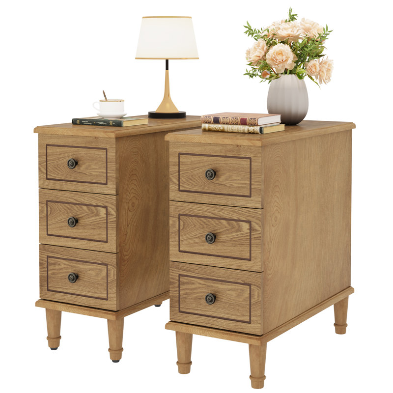Soichi Solid Wood 3 - Drawer End Table Set