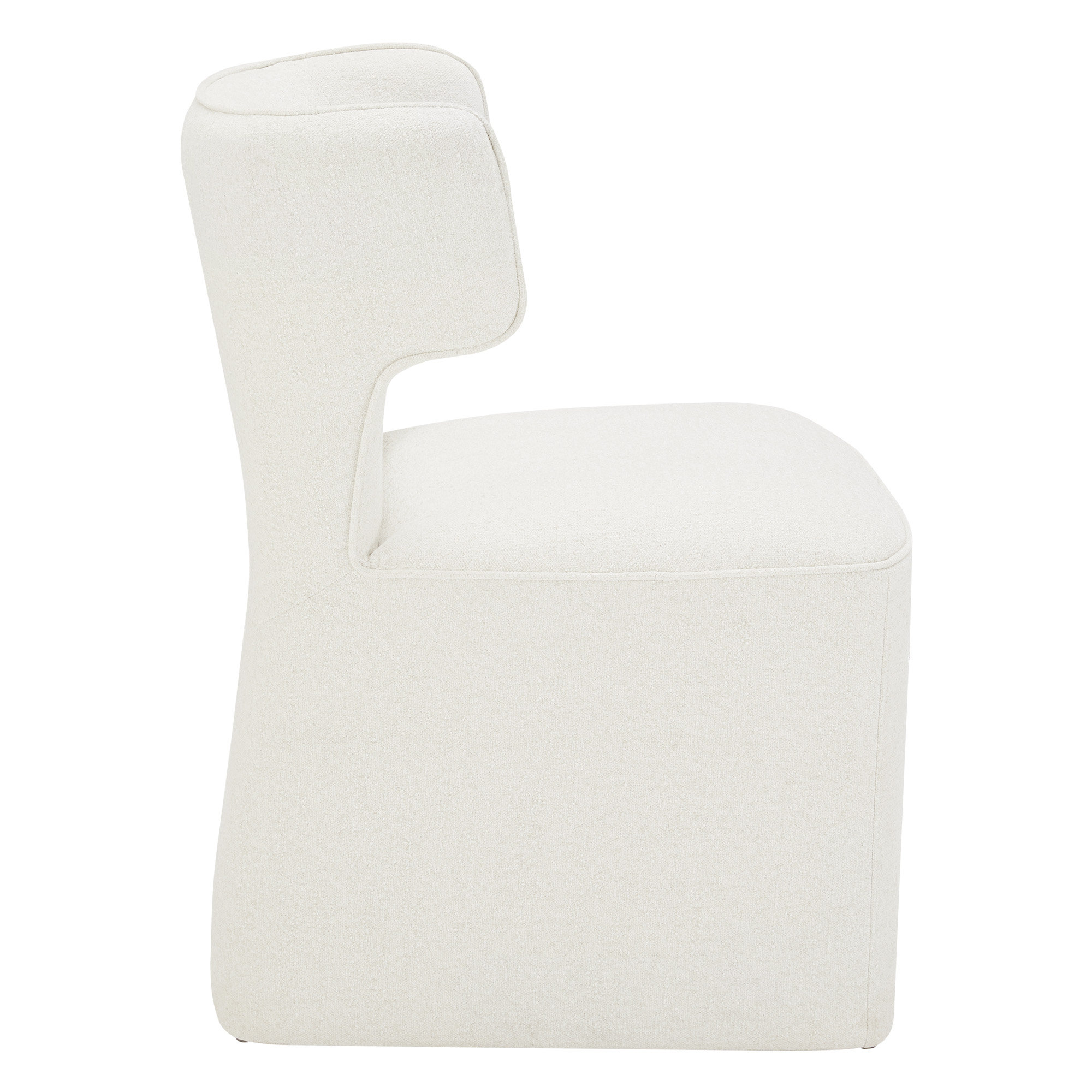 Sardinia Upholstered Dining Chair With Casters, Mellow Ivory Chenille