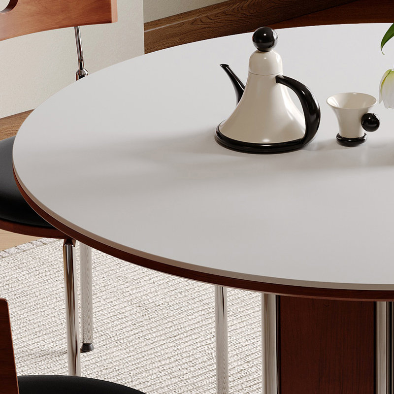 Table de salle à manger simple en acier inoxydable rétro, H 29,52 po x l 43,3 po x P 43,3 po 