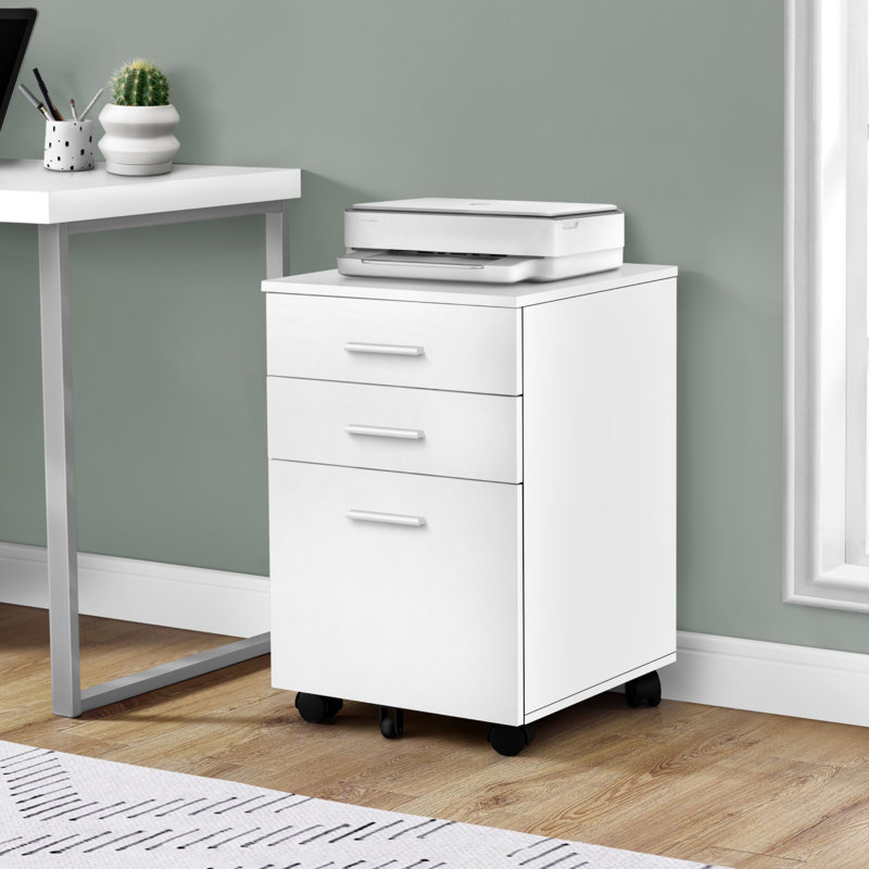 File Cabinet, Rolling Mobile, Storage Drawers, Printer Stand, Office, Work, Laminate, Contemporary, Modern, White