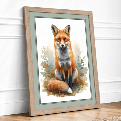 Alert Fox in Woodland Boho - Framed Print