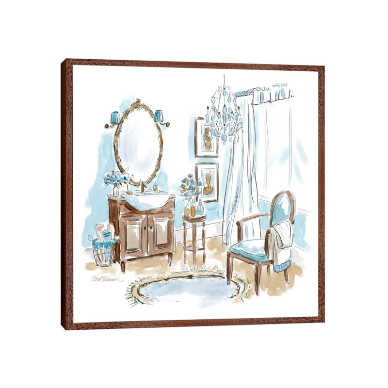 Blue Opulence II by Carol Robinson - Painting on Canvas, Classic Brown Wood Framed, 45.72 cm H x 45.72 cm W