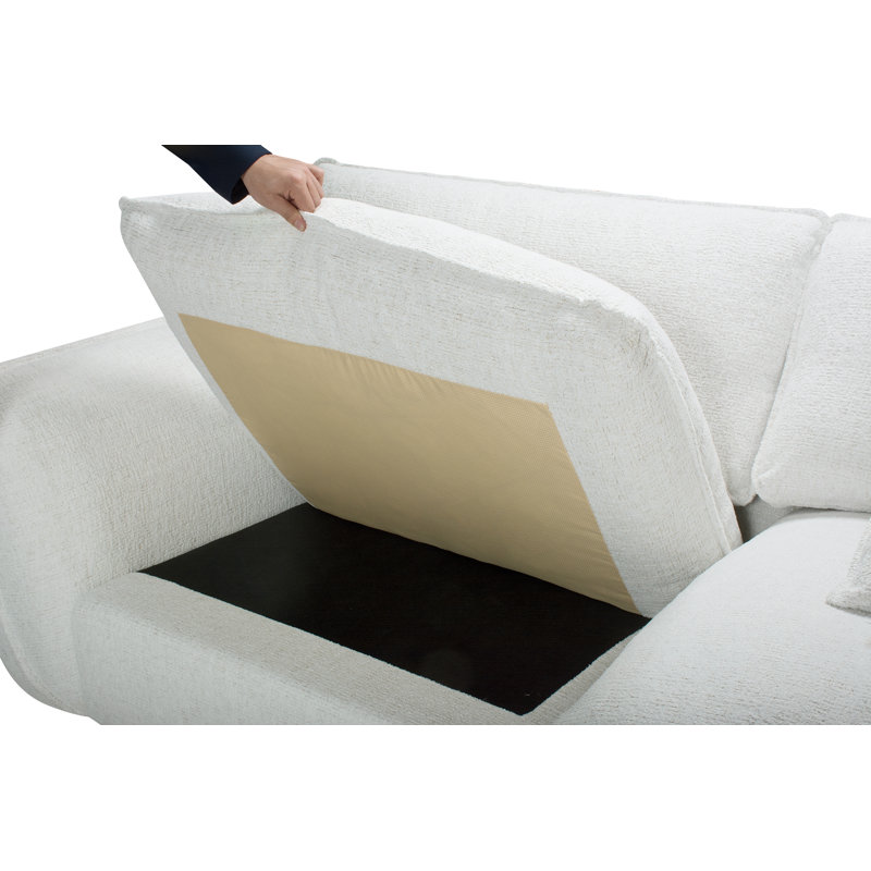 Siège rembourré avec accoudoir gauche et module modulaire Fabirc, Polyester blanc