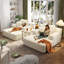 Très grand canapé-lit double moelleux en velours côtelé, canapé-lit convertible avec poches de rangement, 3 coussins moelleux, canapé sans cadre multifonctionnel pour appartement, cinéma maison, dortoir, beige / blanc-1514753969