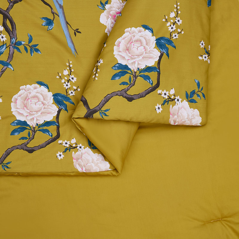 Ensemble d'édredon 3 pièces Dee Ocleppo Bird Chinoiserie, Édredon pour très grand lit + 2 taies décorativ