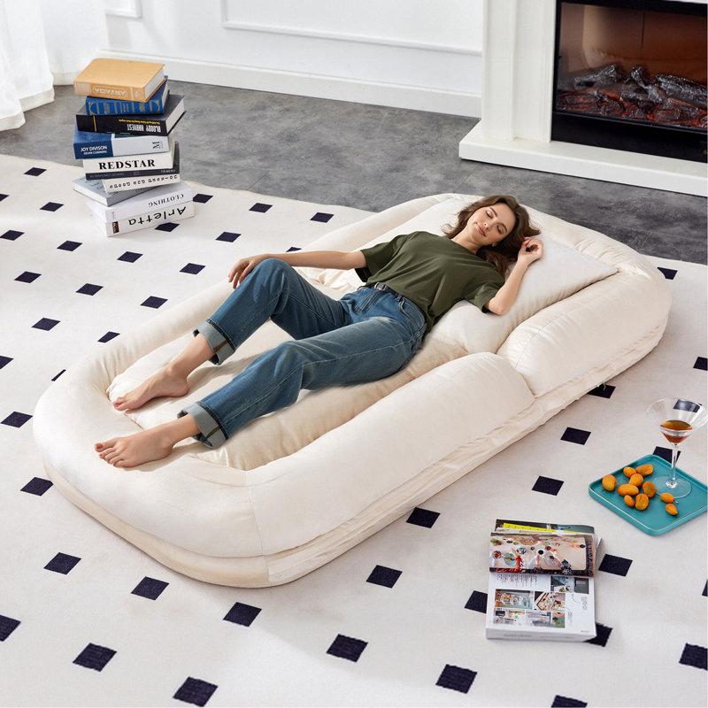 Méridienne pliante avec méridienne à 5 positions réglables pour jouer, méditer et se détendre, Beige