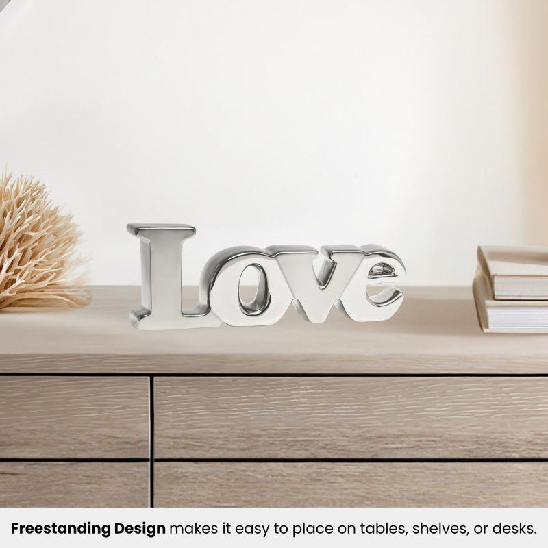 Sculpture bloc de lettres en céramique Arali LOVE (argent), Argent