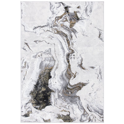Tapis abstrait gris / doré Kira