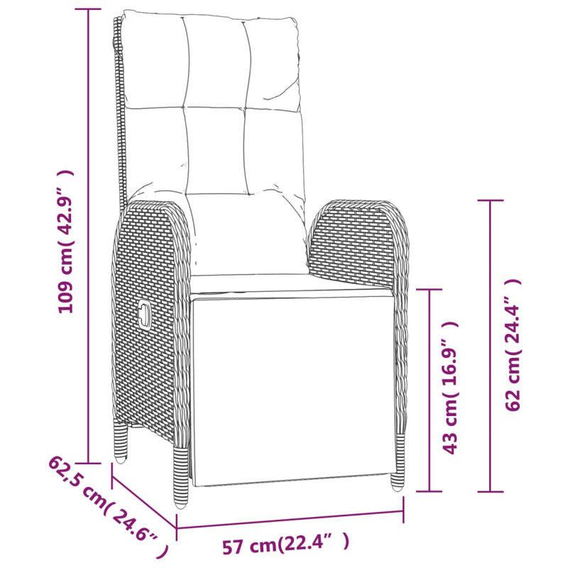 Ensemble de conversation pour 4 personnes avec coussins, Noir