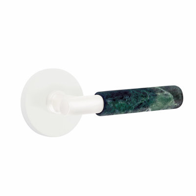 Ensemble de faux levier Emtek Select, rosette à disque, tige en T et poignée en marbre vert - l 5,875 po x L 5,875 po