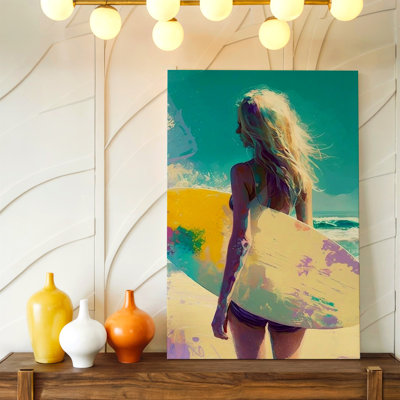 Beach Sunset Print Coastal Seascape Boat Sandy Shore Ocean Pier Decor Canvas Wall Art Print, Colorful Coastal Artwork For Living Room Bedroom Office,