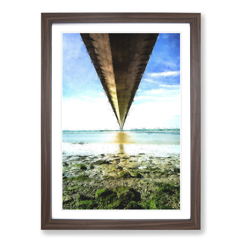 Humber Bridge - Picture Frame Graphic Art, Walnut Framed, 36cm H x 27cm W x 2cm D