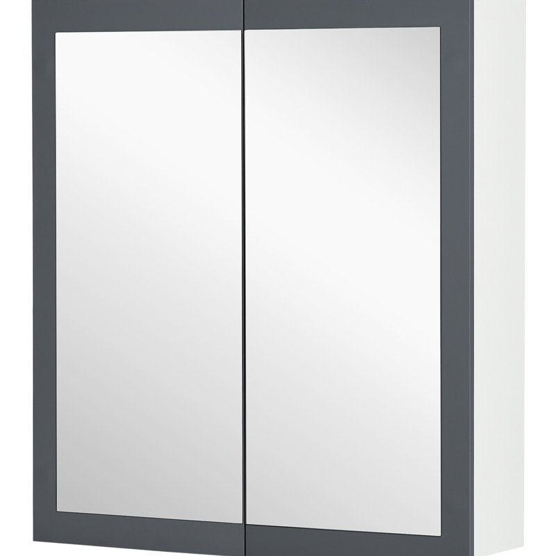 Armoire de salle de bain à miroir avec porte double et rangement, 27 po x 30 po, blanc 2 miroirs avant à tablettes réglables. Fixation murale pour plus d'espace. Fabrication. L 27,25 po x P 6,75 po H 29,75 po