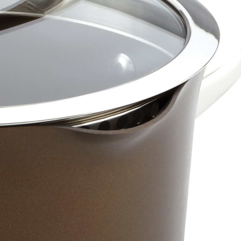 Circulon Symmetry Hard-Anodized Nonstick Straining Saucepan with Lid, 3.5-Quart