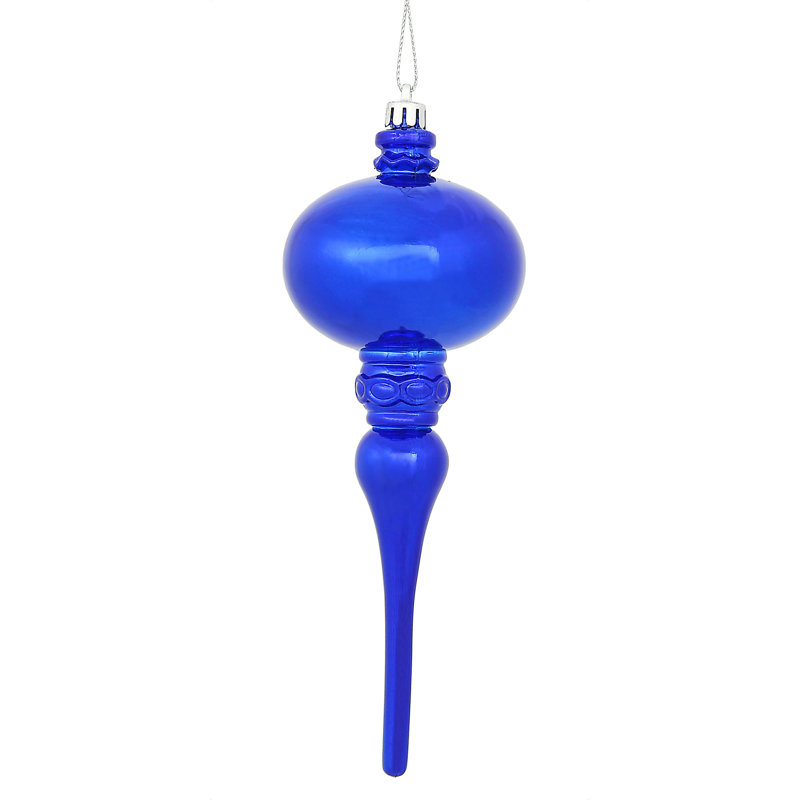 Ornement en forme de fleuron 8 po x 2,75 po, Bleu de cobalt