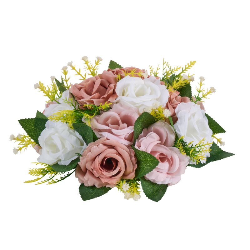 Rose Arrangement, 11.9cm x 23.9cm, Pink/White