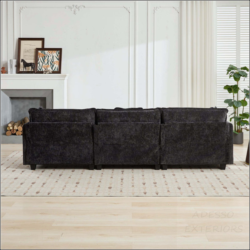 Canapé modulaire Cloud avec coussin double couche, Noir chenille