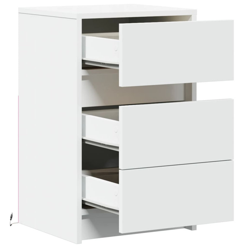 Dawens 38cm W Manufactured Wood Bedside Table, White